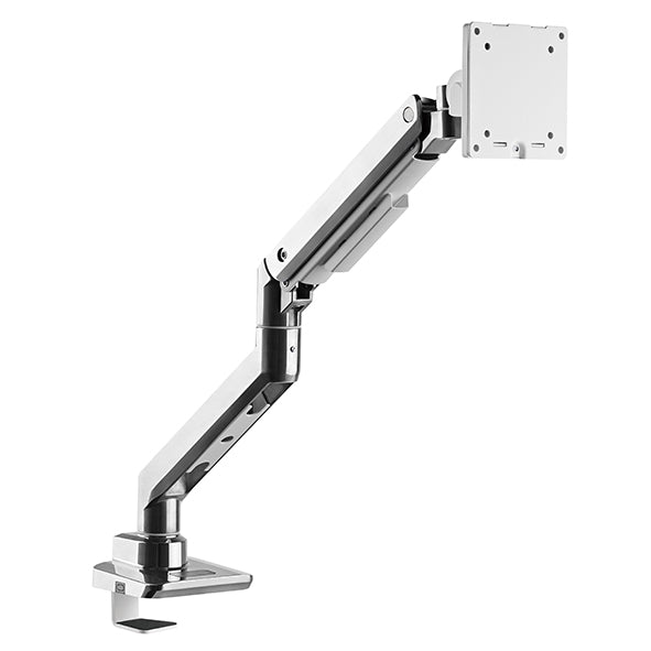 Heavy Duty quick assembly premium single gas sprung monitor arm 20Kg capacity for curved screens SMMA1072 Polished Aluminium