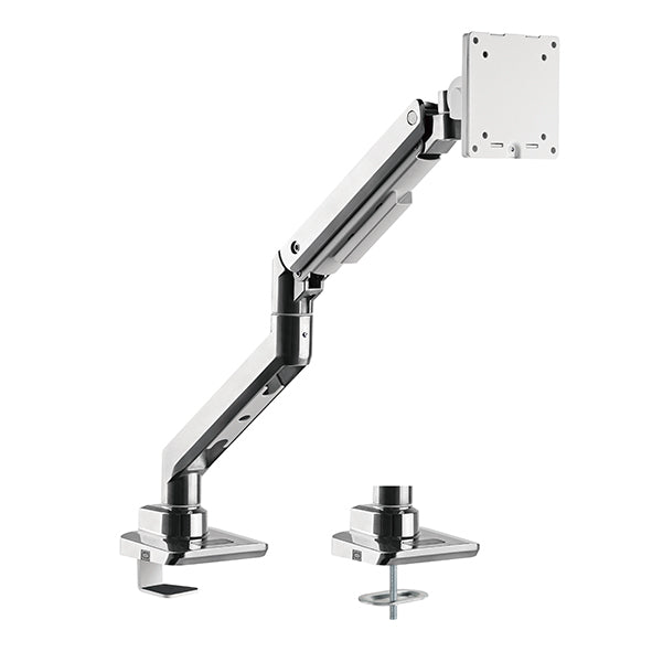 Heavy Duty quick assembly premium single gas sprung monitor arm 20Kg capacity for curved screens SMMA1072 Polished Aluminium