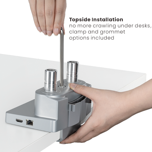 Quick assembly gas sprung monitor arm 9Kg Capacity SMMA1052 Silver with optional Laptop Docking Station