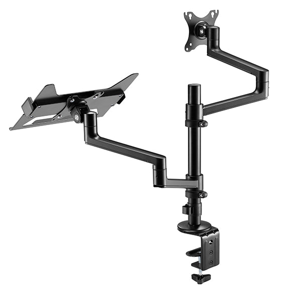 Static pole mounted articulated monitor arm with laptop tray SMMA1065 Black