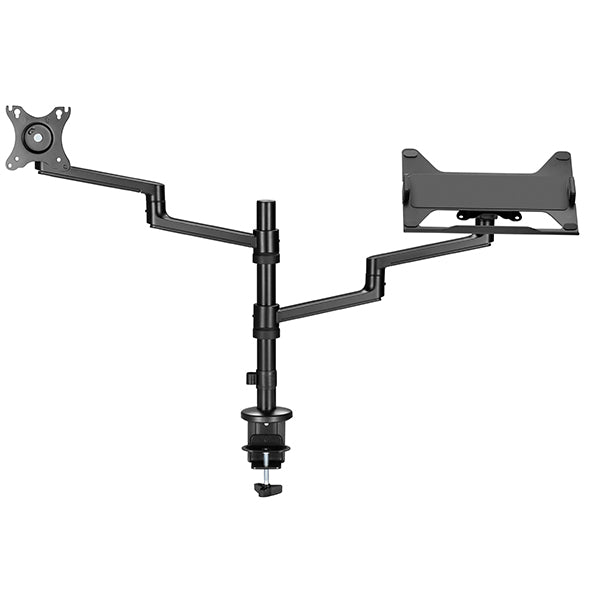 Static pole mounted articulated monitor arm with laptop tray SMMA1065 Black