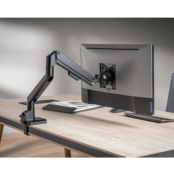 Quick assembly gas sprung monitor arm 9Kg Capacity SMMA1050 Black with optional laptop docking station