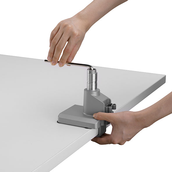 Quick assembly gas sprung monitor arm 9Kg Capacity SMMA1052 Silver with optional Laptop Docking Station