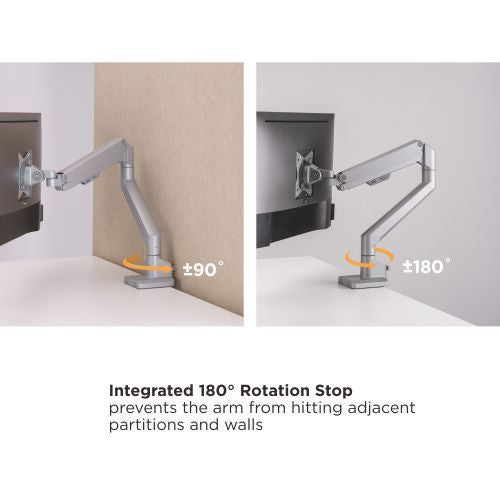 Quick assembly gas sprung monitor arm 9Kg Capacity SMMA1050 Black with optional laptop docking station