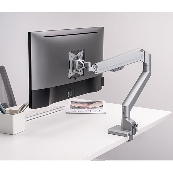 Quick assembly gas sprung monitor arm 9Kg Capacity SMMA1052 Silver with optional Laptop Docking Station