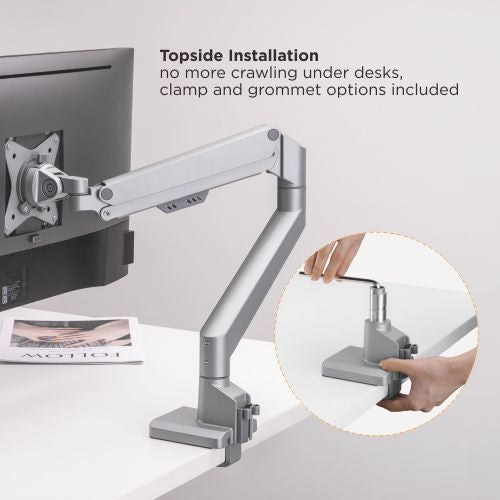 Quick assembly gas sprung monitor arm 9Kg Capacity SMMA1050 Black with optional laptop docking station