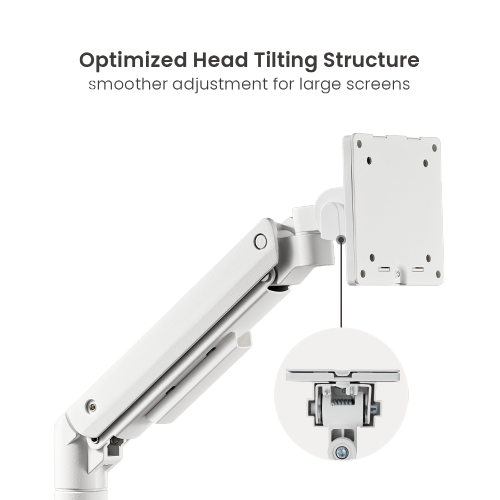 Heavy Duty quick assembly premium single gas sprung monitor arm 20Kg capacity for curved screens SMMA1072 Polished Aluminium