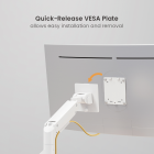 Heavy Duty quick assembly premium single gas sprung monitor arm 20Kg capacity for curved screens SMMA1072 Polished Aluminium