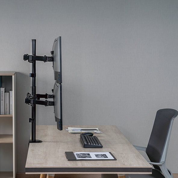 Static pole mounted articulated quad monitor arm 8Kg Capacity SMMA1061 Black