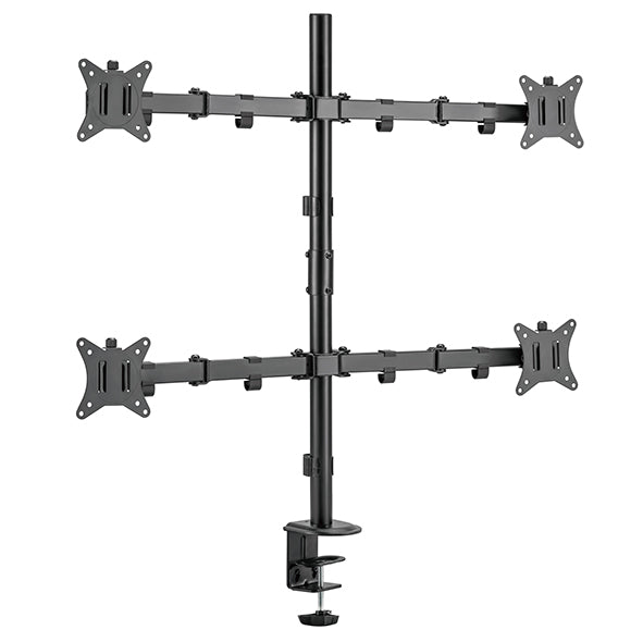 Static pole mounted articulated quad monitor arm 8Kg Capacity SMMA1061 Black