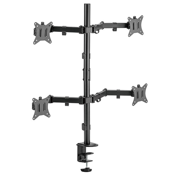 Static pole mounted articulated quad monitor arm 8Kg Capacity SMMA1061 Black