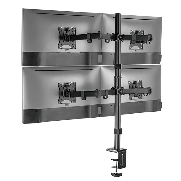 Static pole mounted articulated quad monitor arm 8Kg Capacity SMMA1061 Black