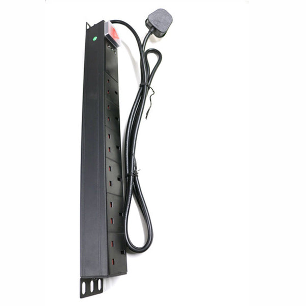 6 way UK black plug block 