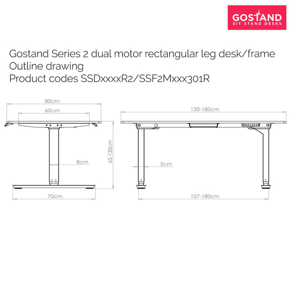 Dual Motor Standing desk Rectangular leg