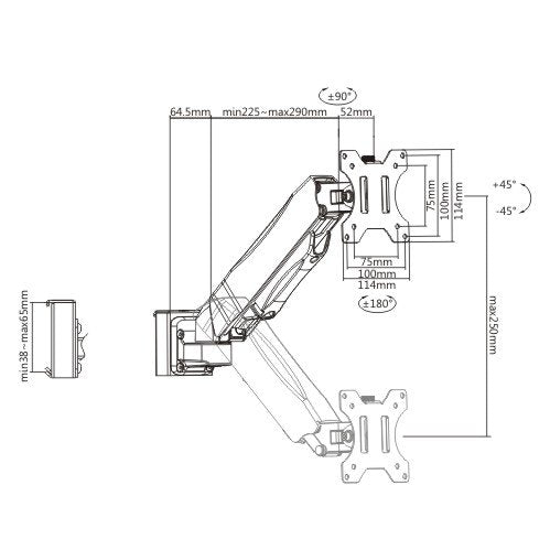 Slat wall monitor arm