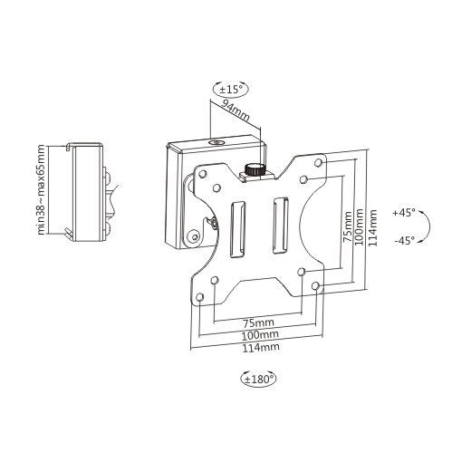 Slat wall monitor bracket black