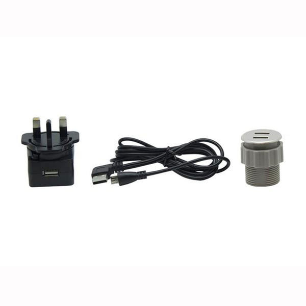 In-desk twin USB charger - Diameter 35mm